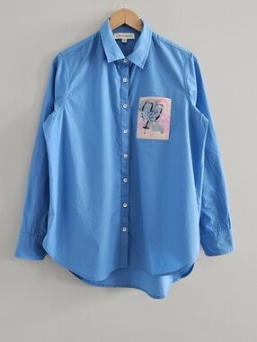 Kerri Rosenthal Button Down Shirt Women’s M Cotton Bloom Oversized Art-to-Wear